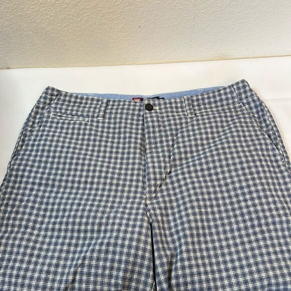 Men's Chaps Blue Plaid Flat Front Shorts - Size 36 - Picture 1 of 6